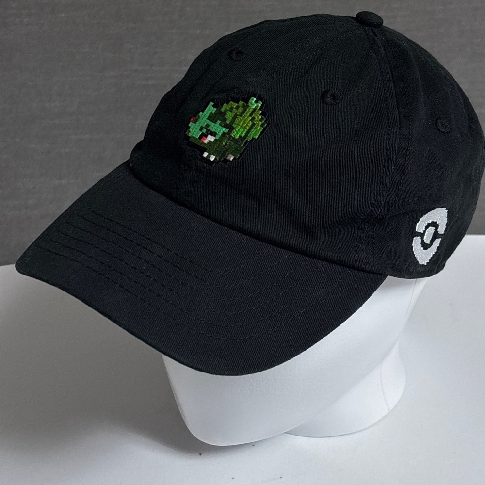 Pokemon Hat Black Bulbasaur Pixel Art Embroidered Strapback Cap Box Lunch